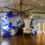 Elegant 18th birthday party decoration setup.